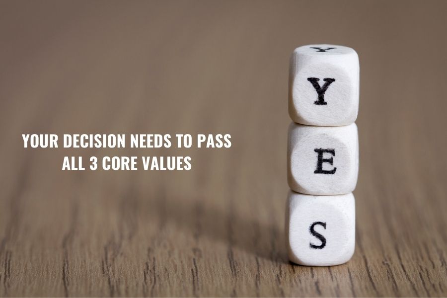 Your decision needs to pass all three core values for best results