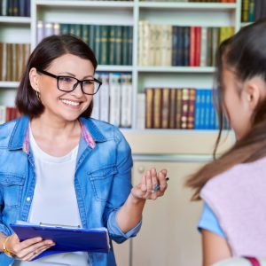 Student being interviewed