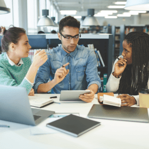 students talking
